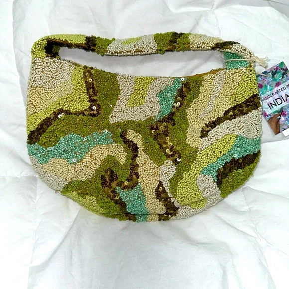 Viral Green Beaded/sequin Bag NWT - Picture 1 of 5